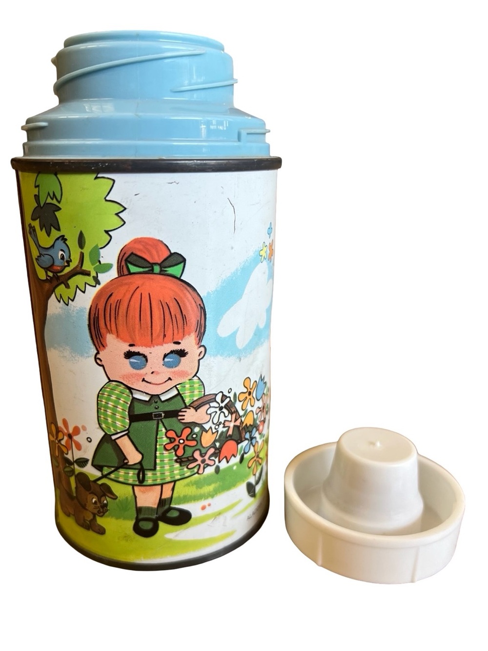 Vintage 60s Kewtie Pie Metal Thermos w Screw Cap Aladdin 8oz 1967 Made in USA - Picture 6 of 9